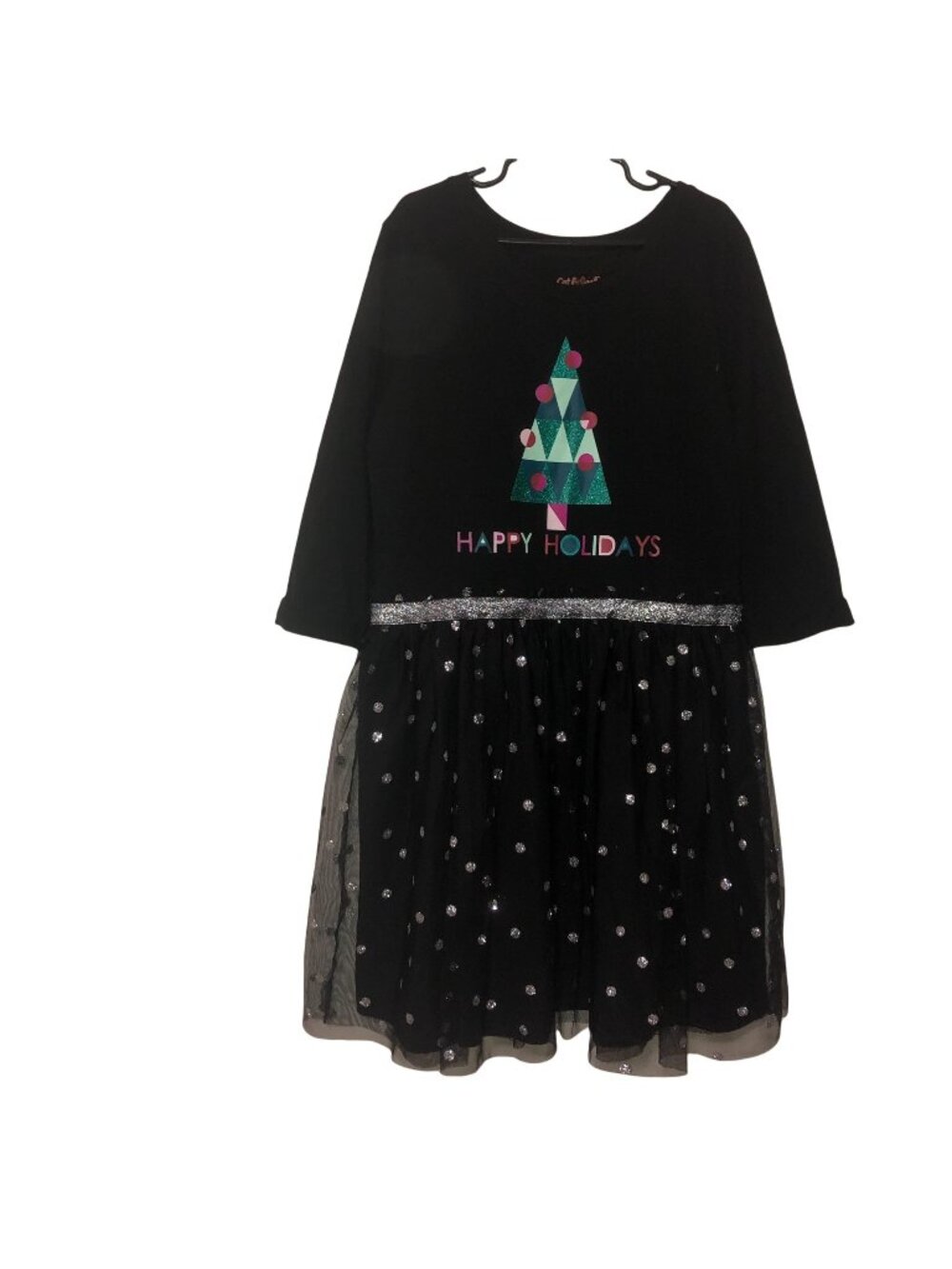 Holiday Christmas Black Glitter Dress L